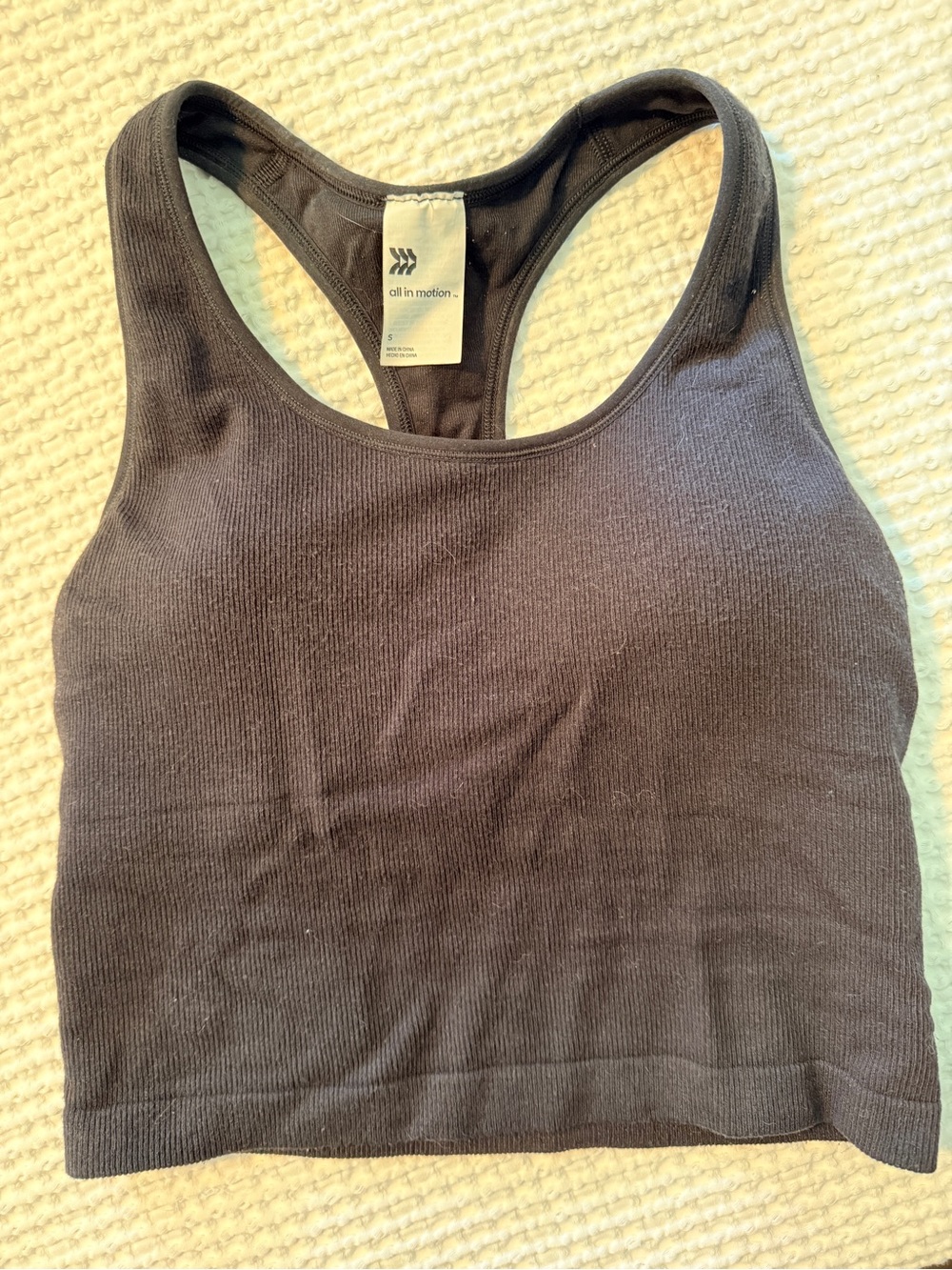 all in motion Black Ribbed Racerback Crop Sports Bra